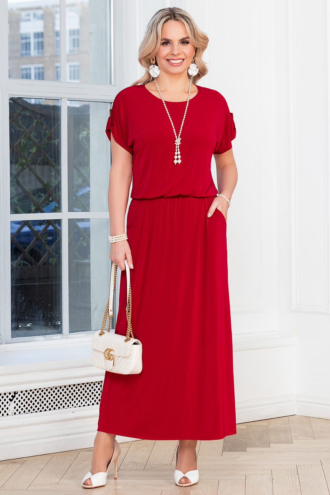 Платье длинное вишнёвого цвета Lavira(фото3)