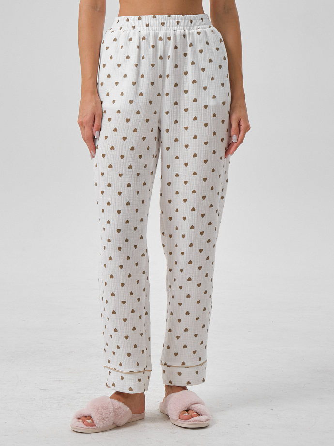 Брюки белые в сердечко с карманами Priz(фото3)