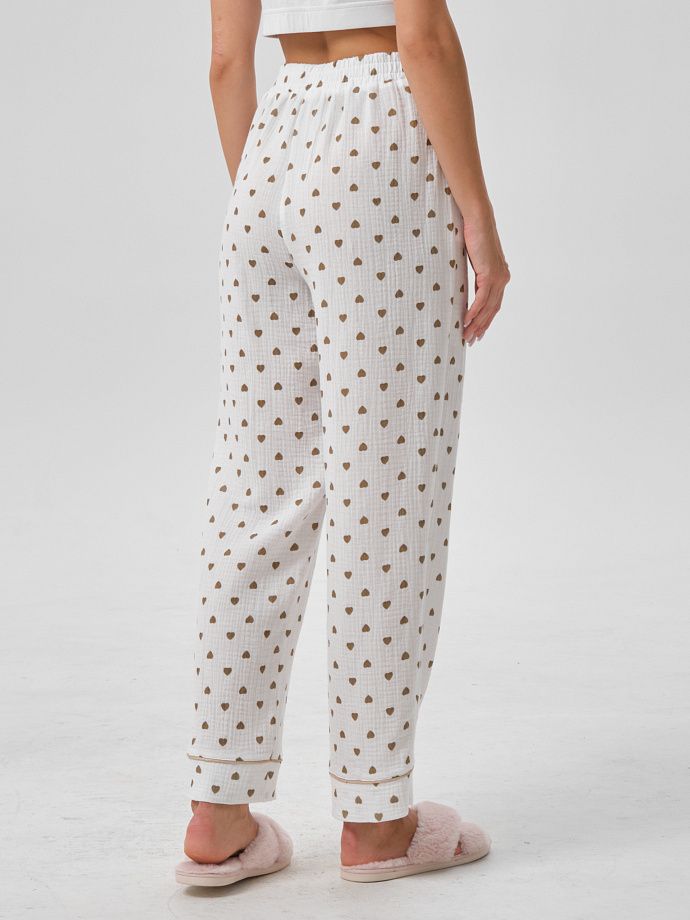 Брюки белые в сердечко с карманами Priz(фото6)