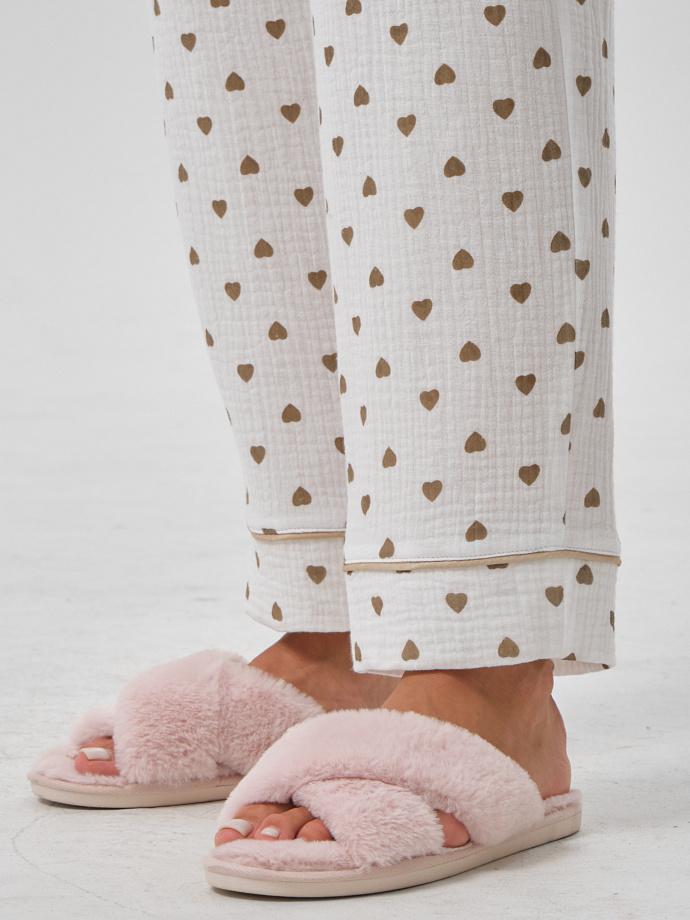 Брюки белые в сердечко с карманами Priz(фото5)