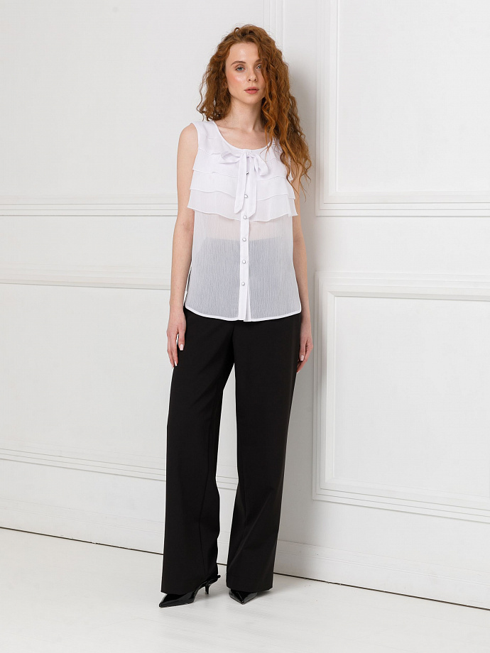 Блузка белая с воланами и съёмным бантом Priz(фото2)