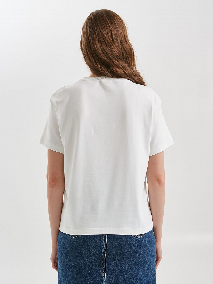 Футболка молочного цвета с принтом Priz(фото5)