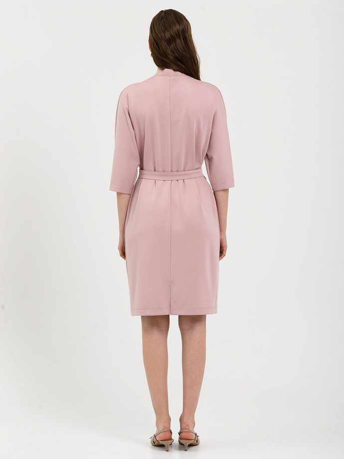 Платье трикотажное розовое с брошкой Priz(фото4)