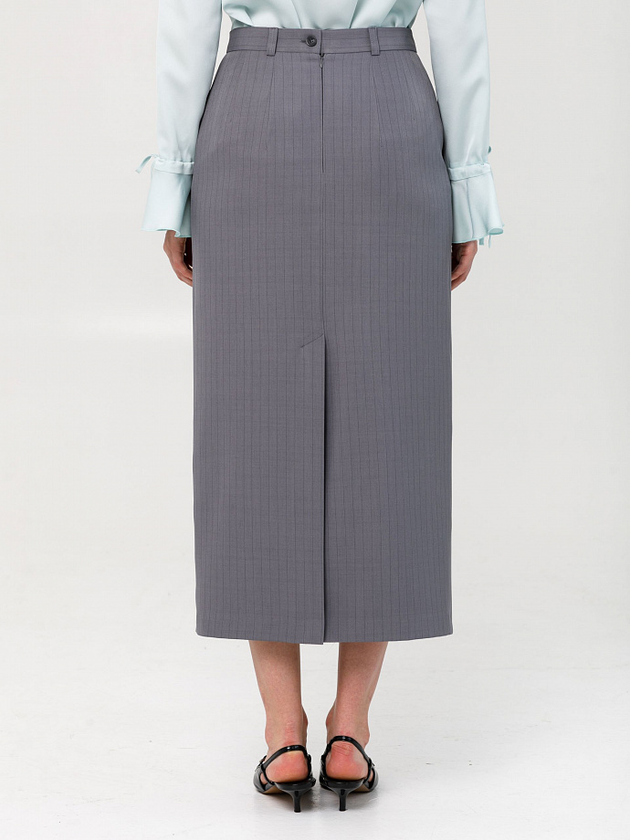 Юбка тёмно-серая в полоску с карманами Priz(фото5)