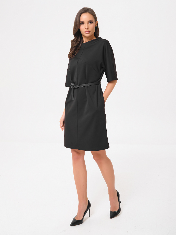 Платье трикотажное чёрное с карманами Priz(фото2)