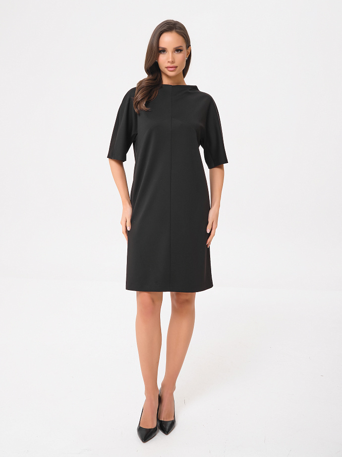 Платье трикотажное чёрное с карманами Priz(фото4)