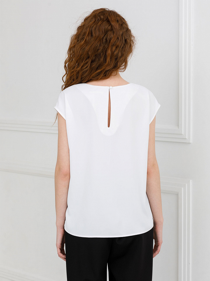 Блузка со спущенным плечом в белом цвете Priz(фото5)