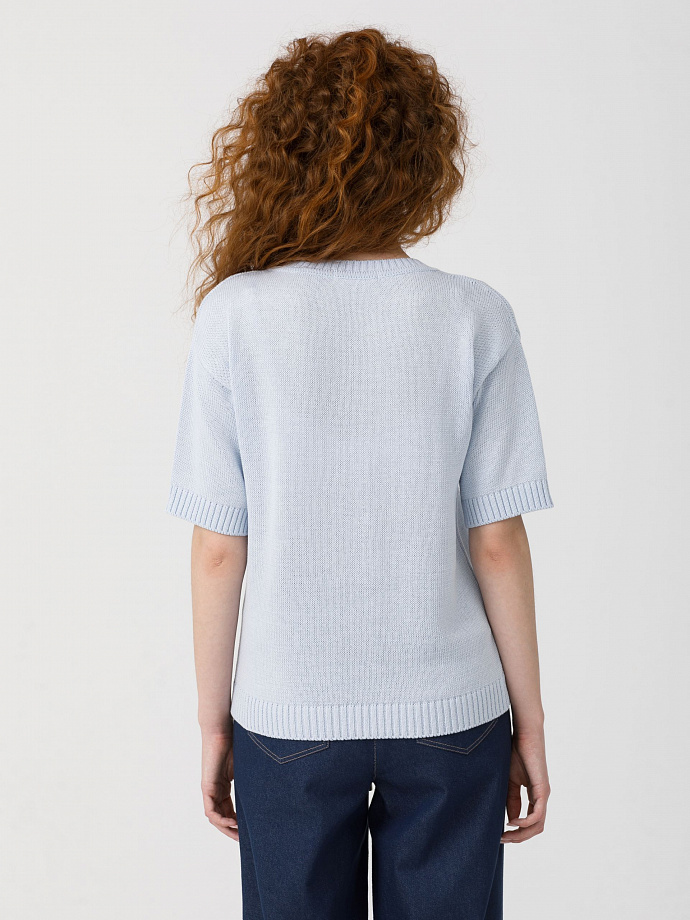 Блуза женская вязаная серебристо-голубого цвета Priz(фото5)