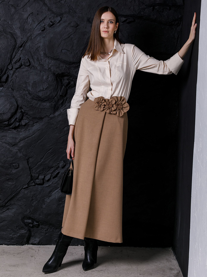 Блузка с длинными рукавами в цвете экрю Priz(фото2)