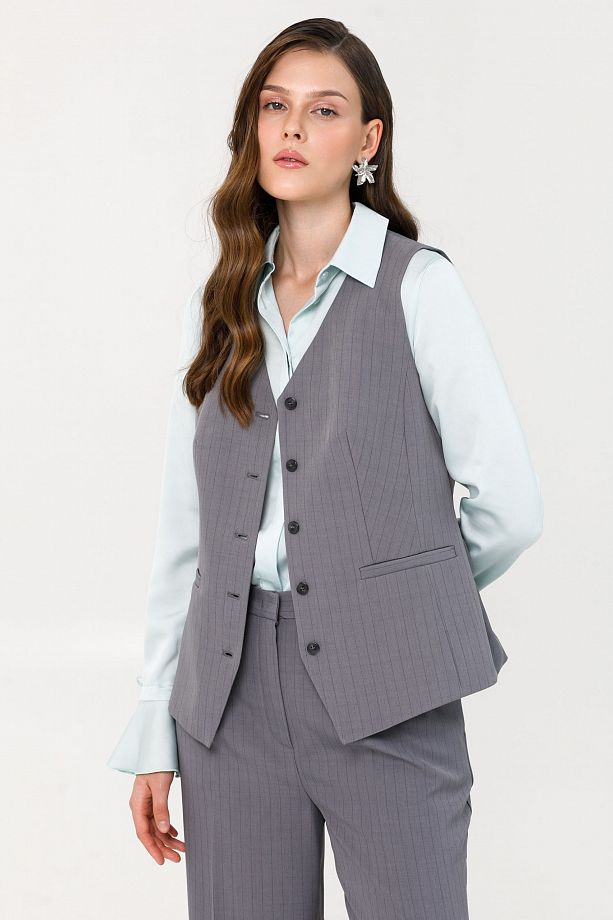 Жилет тёмно-серый в полоску Priz