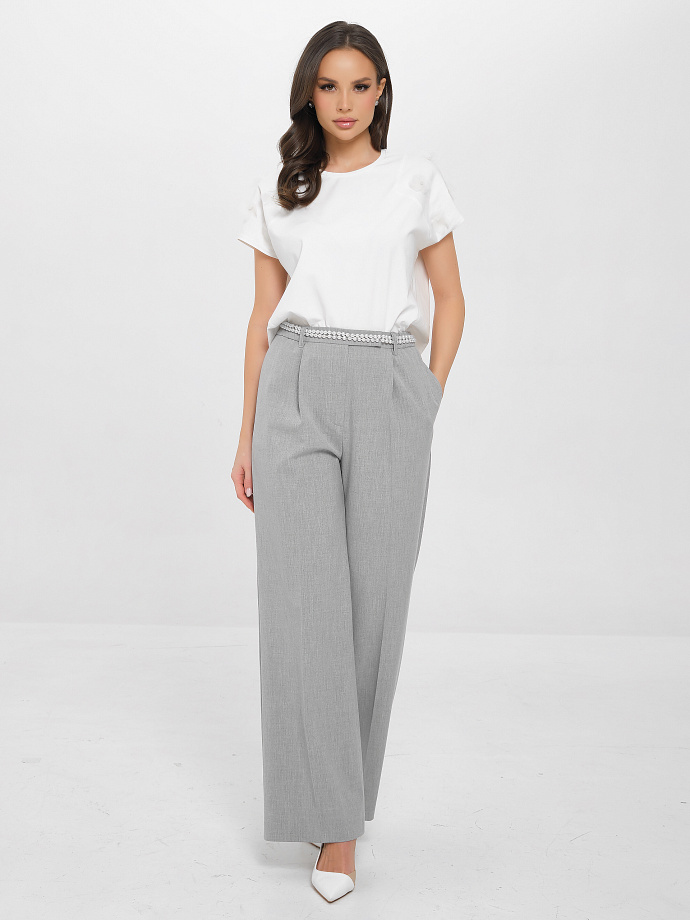 Футболка молочного цвета с декоративными цветами Priz(фото2)