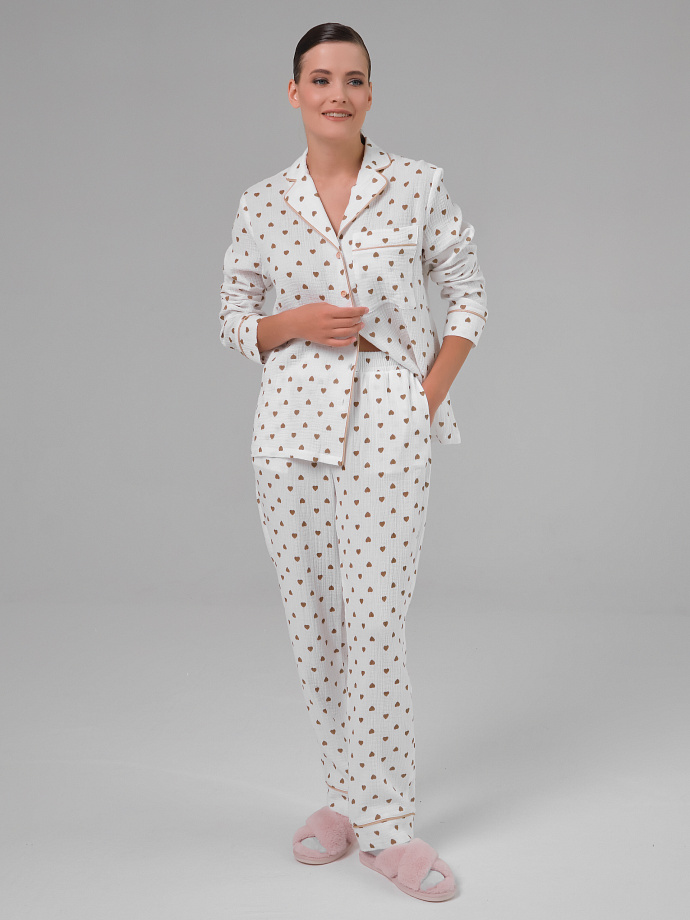 Блузка белая в сердечко из муслина с накладным карманом Priz(фото2)