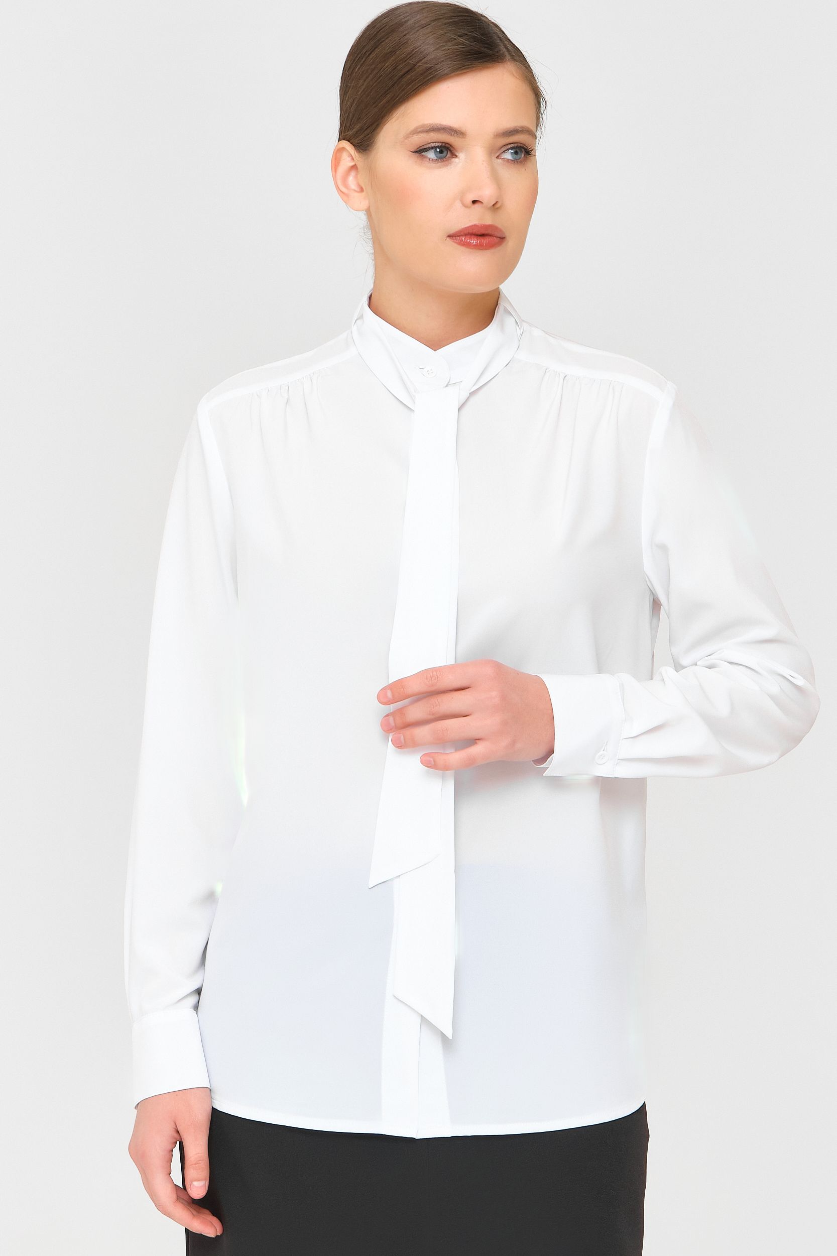 Белая блузка с бантом Priz-230843-4719-00 цена-2488 р. в интернет магазинеbeauti-full.ru