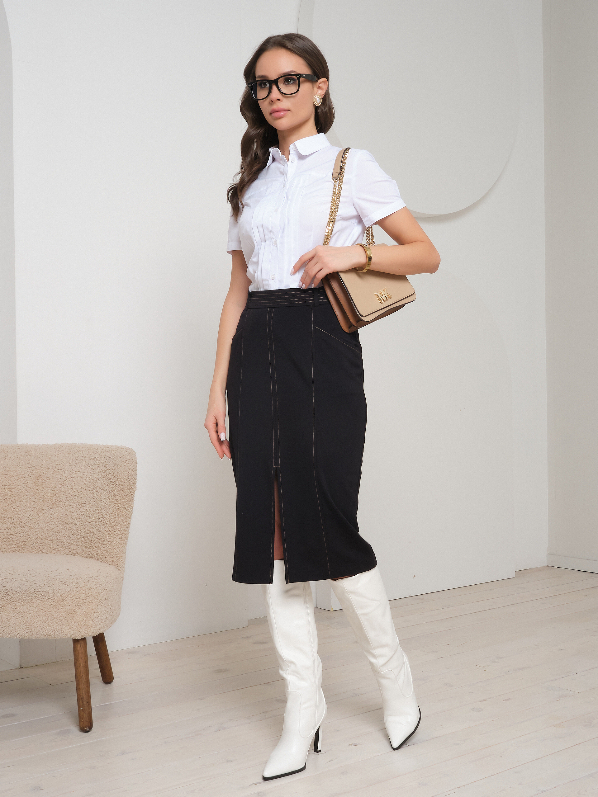 Блузка белая с коротким рукавом Priz(фото2)