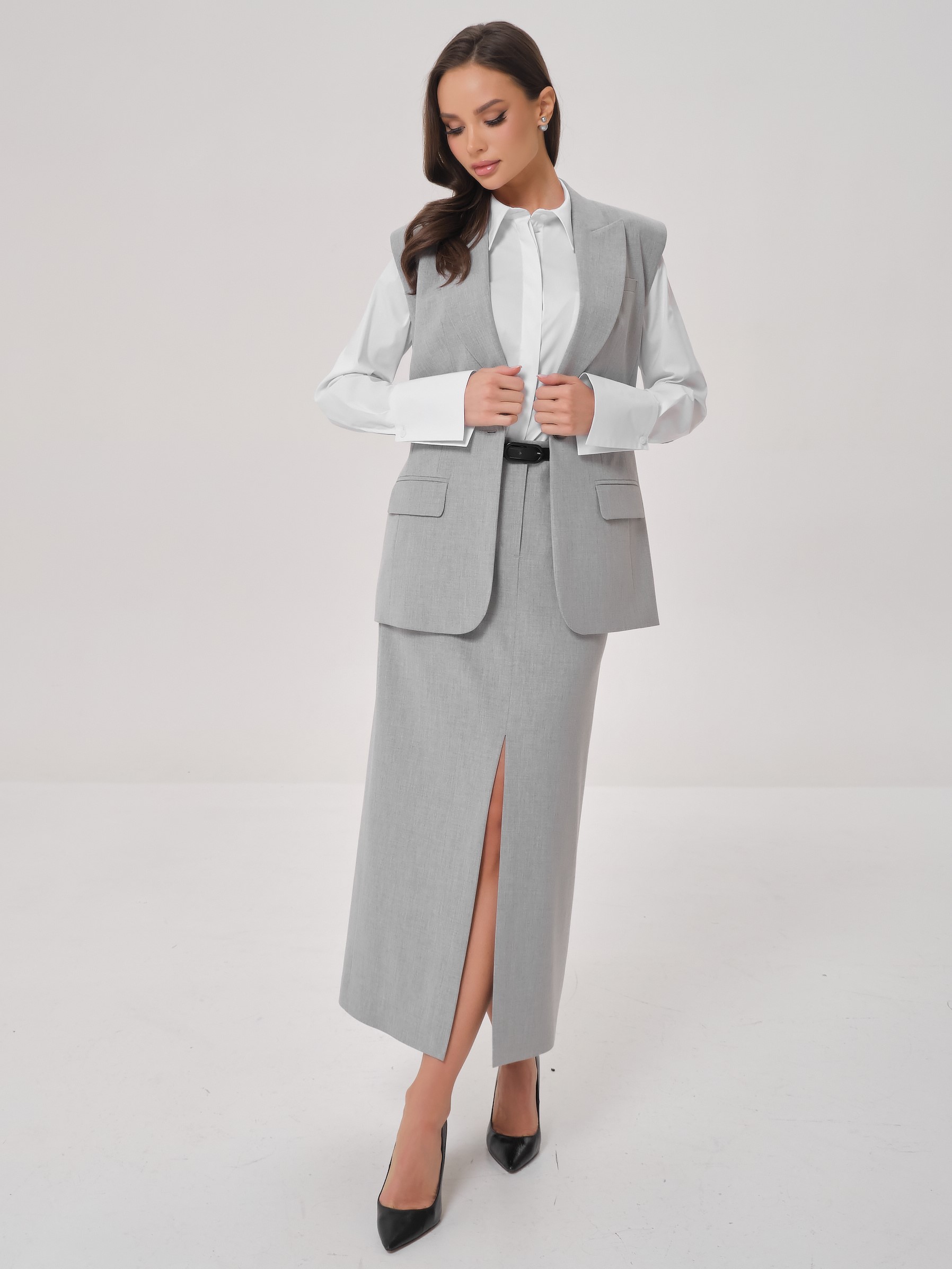 Блузка белая с длинными рукавами Priz(фото2)