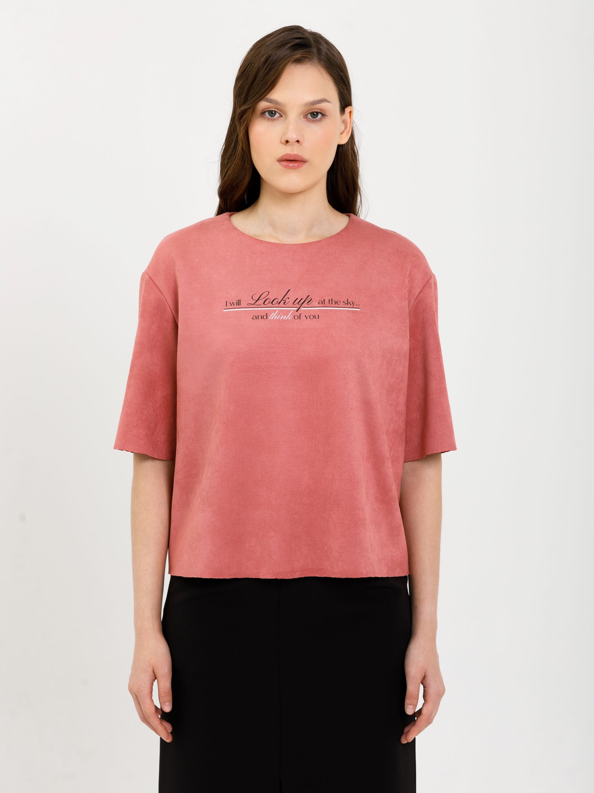 Блуза розовая из искусственной замши Priz(фото3)