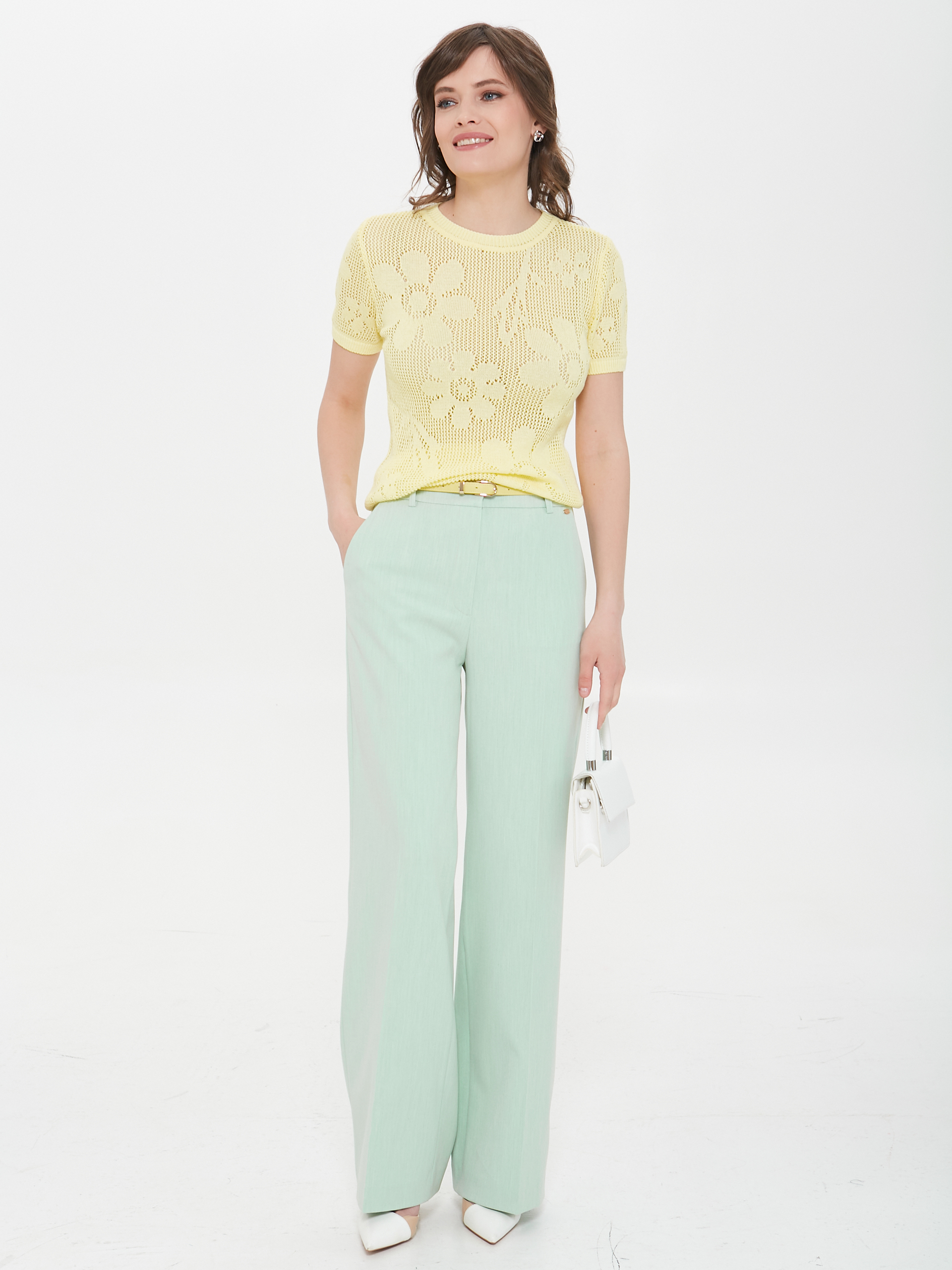 Джемпер вязаный жёлтого цвета с короткими рукавами Priz(фото2)