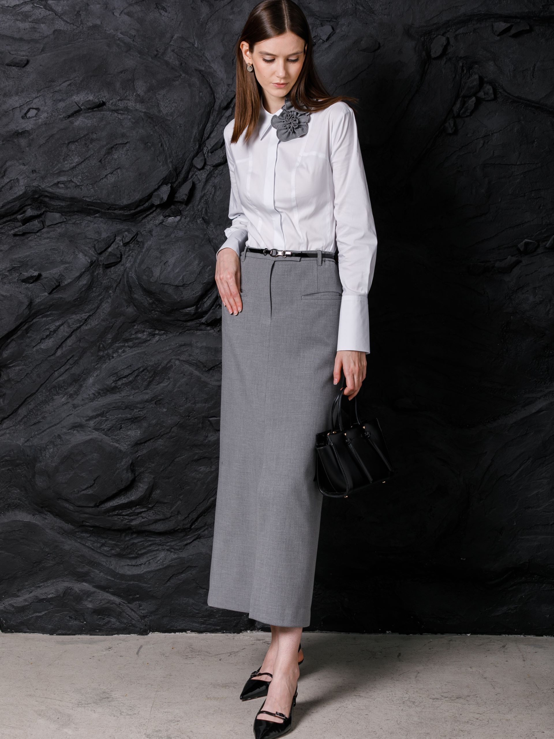 Блузка белая с длинными рукавами Priz(фото4)