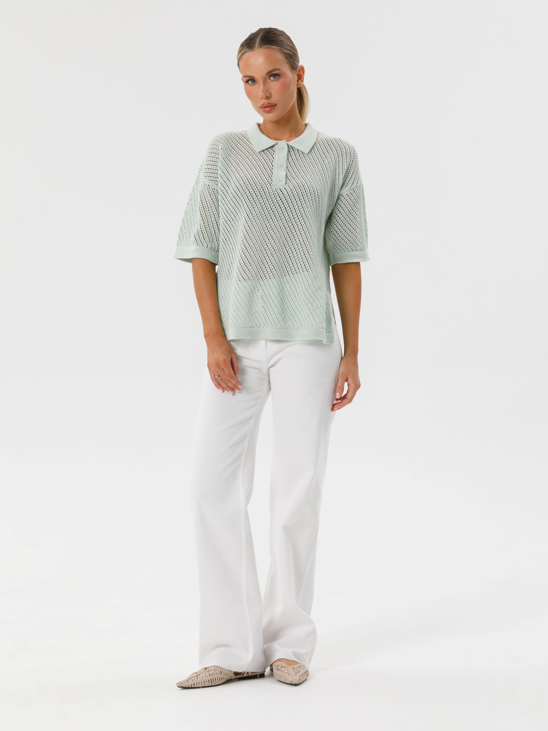 Блузка поло вязаная светло-зелёная Priz(фото2)