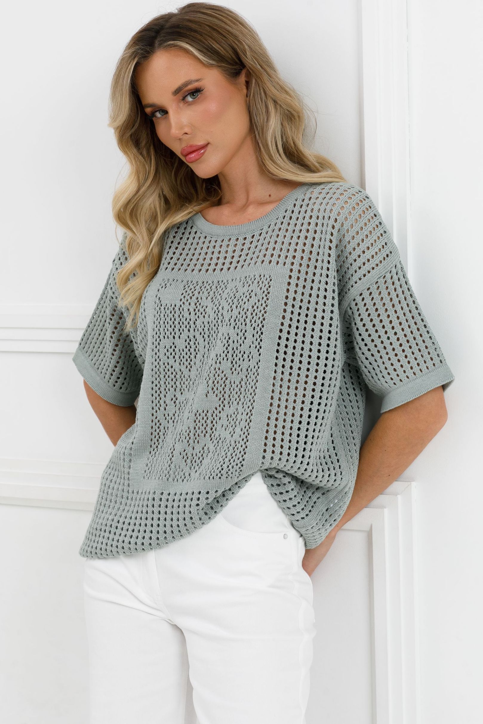 Блуза вязаная с короткими рукавами Priz