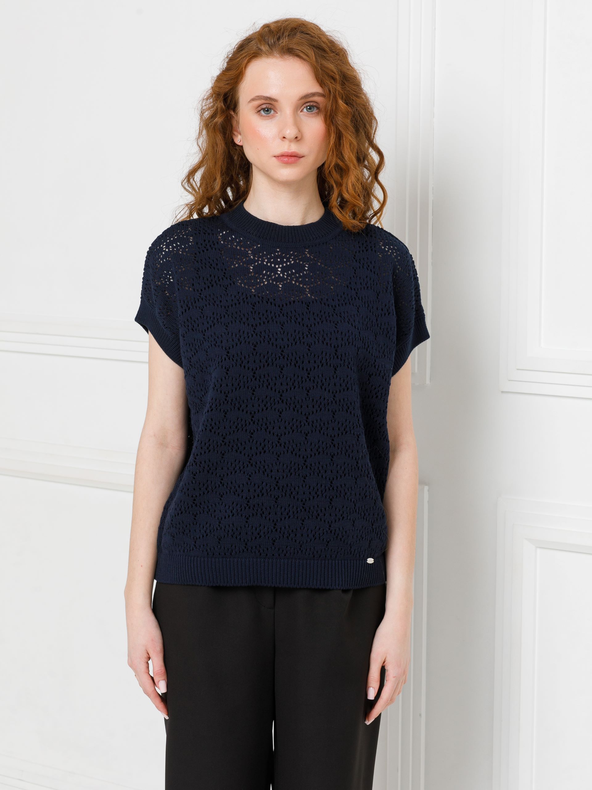 Блуза вязаная тёмно-синего цвета Priz(фото4)