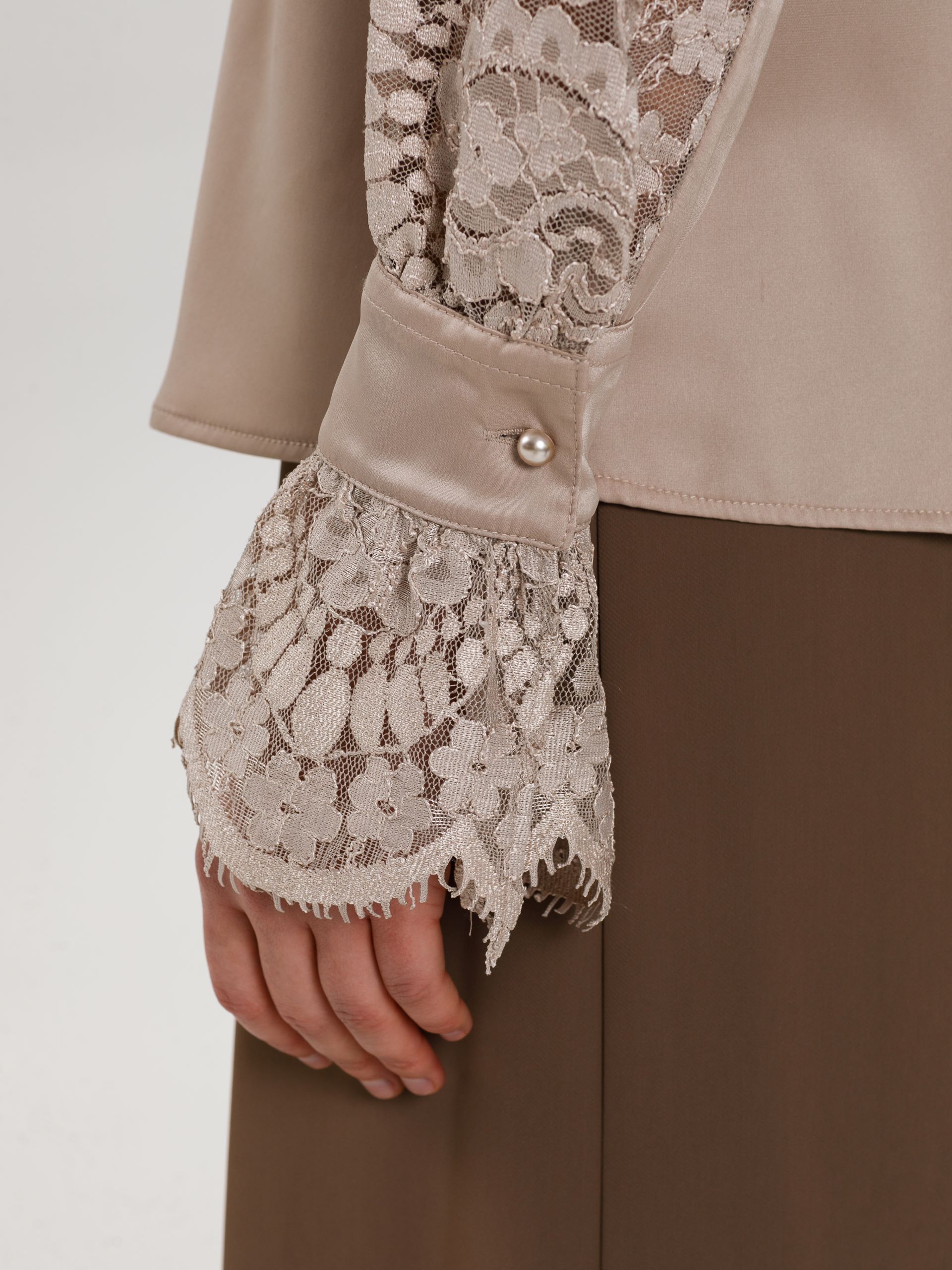 Блуза бежевая с кружевом Priz(фото5)