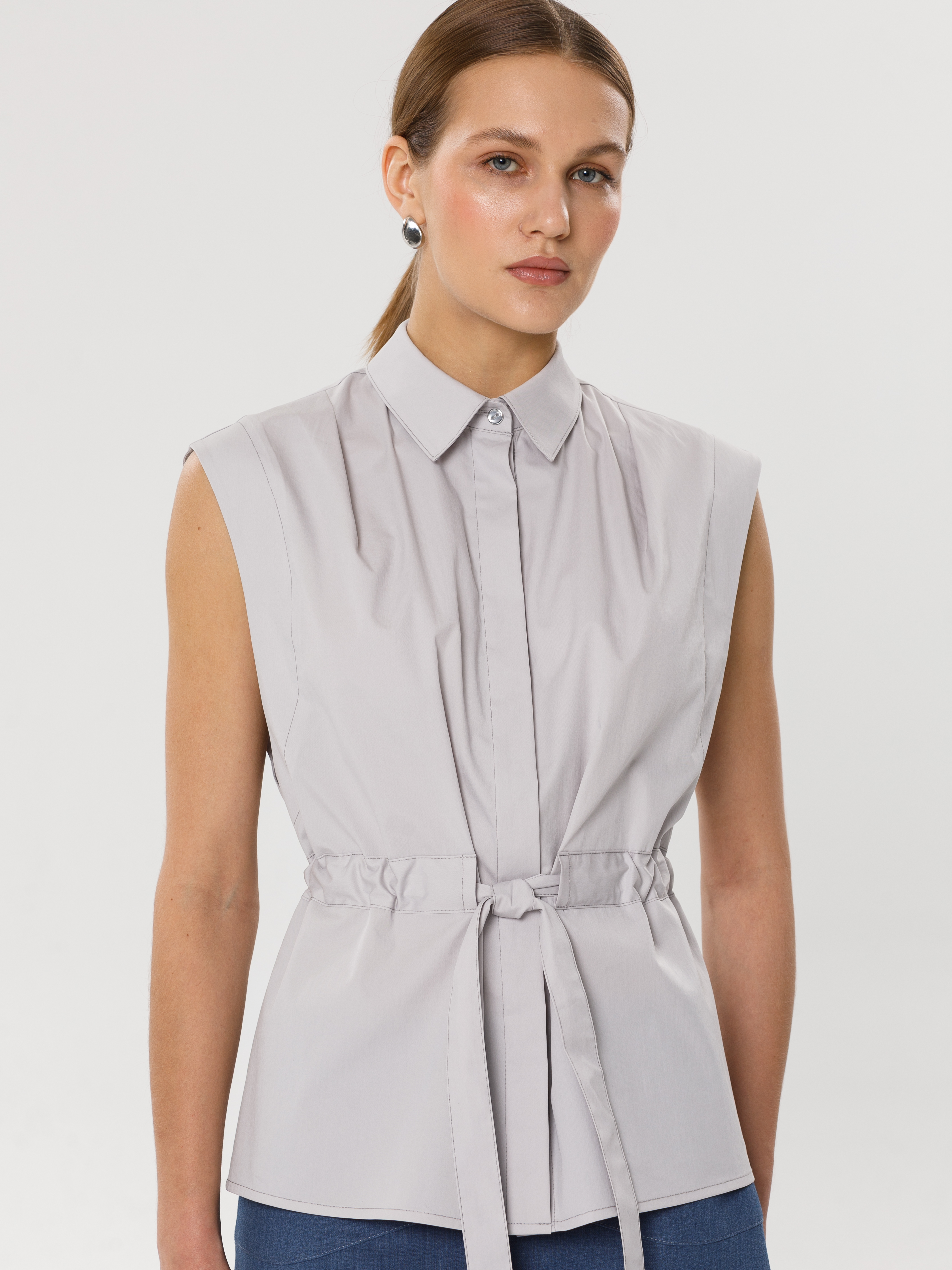 Блузка без рукавов в сером цвете Priz(фото3)