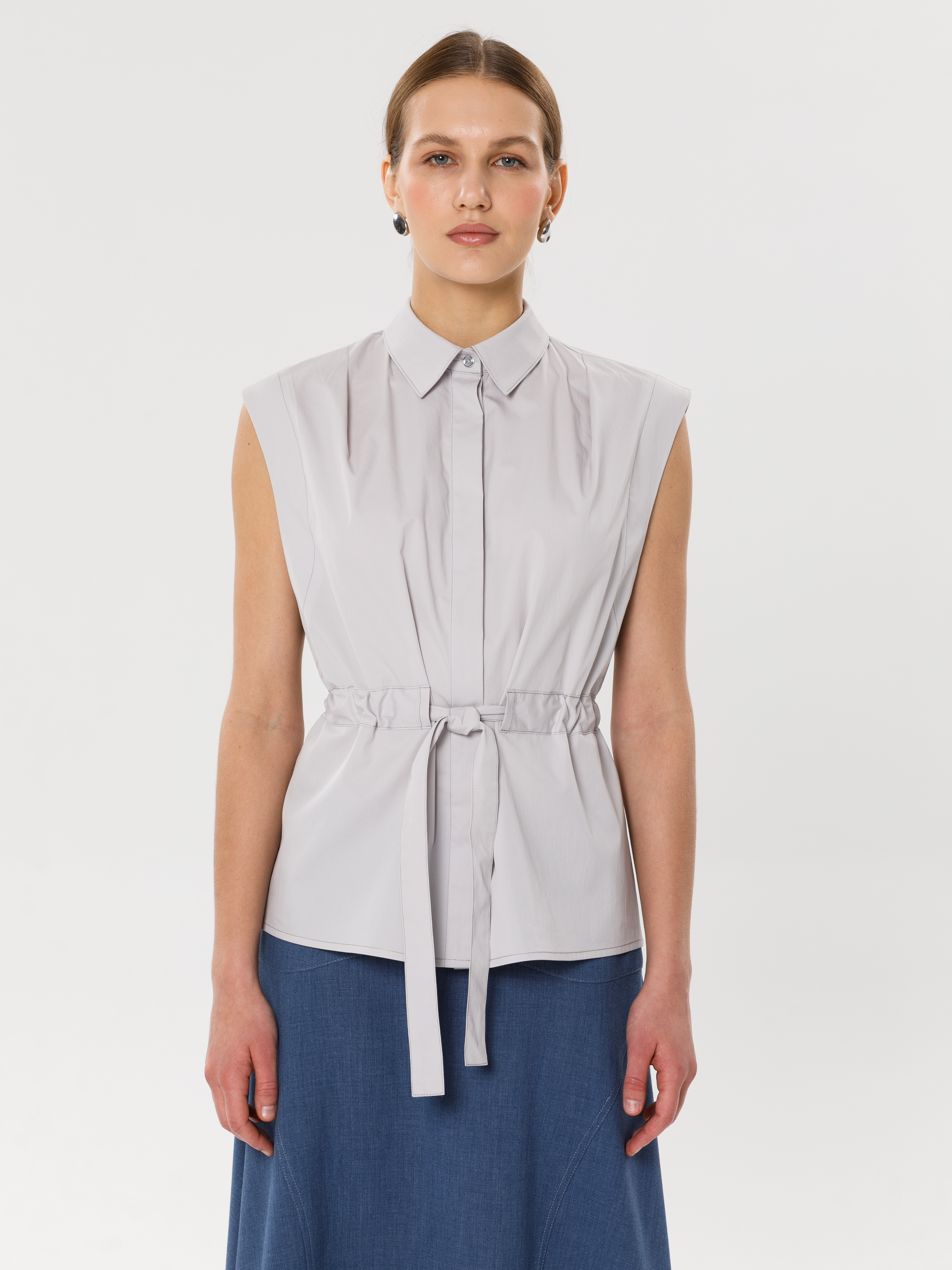 Блузка без рукавов в сером цвете Priz(фото5)