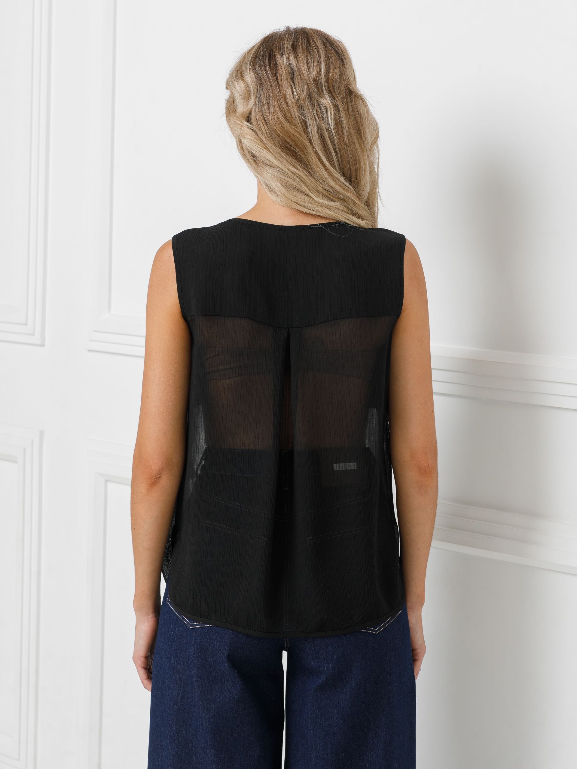 Блузка чёрная с воланами и съёмным бантом Priz(фото5)