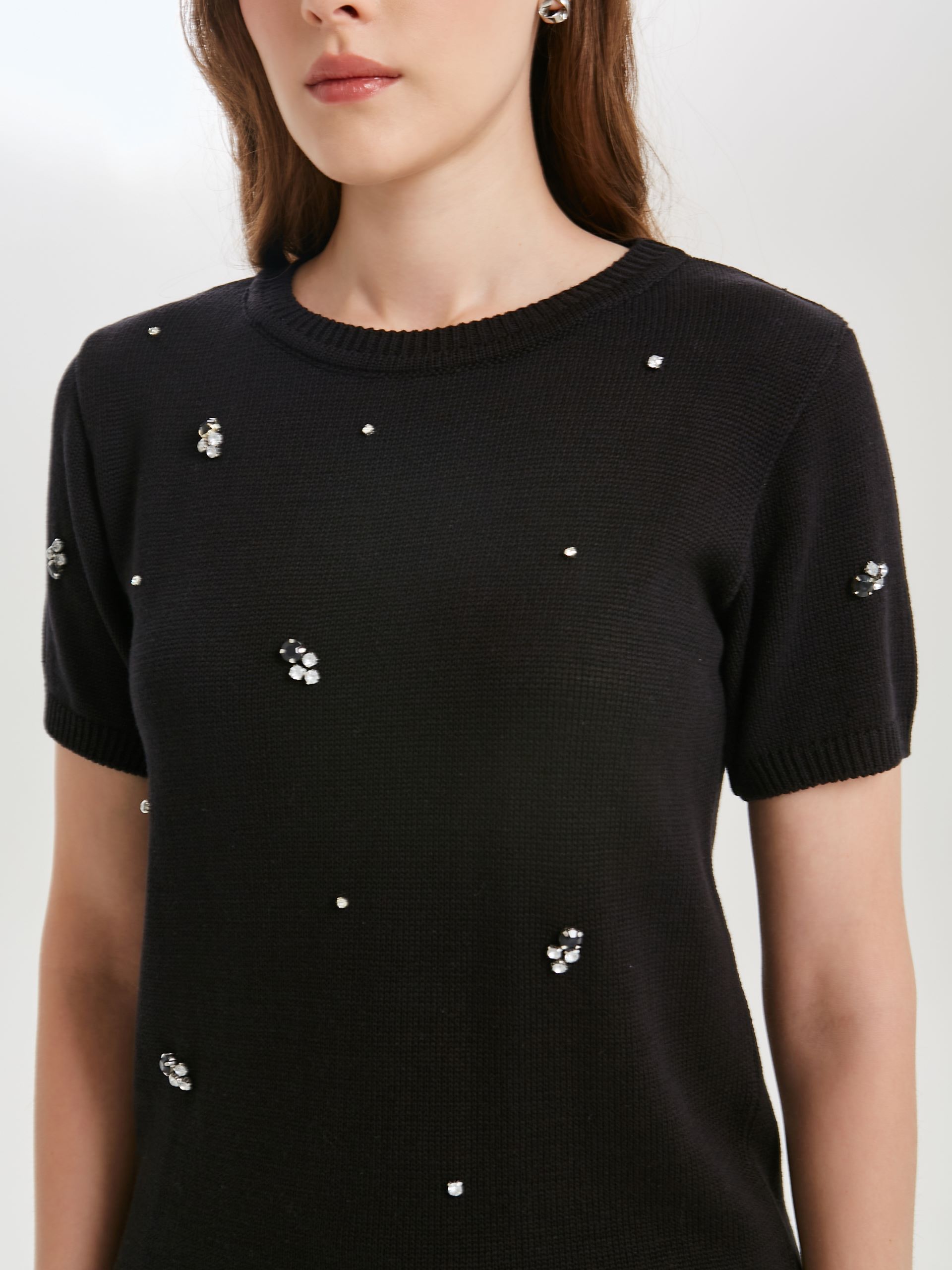 Блуза чёрная вязаная с пришивными стразами Priz(фото4)