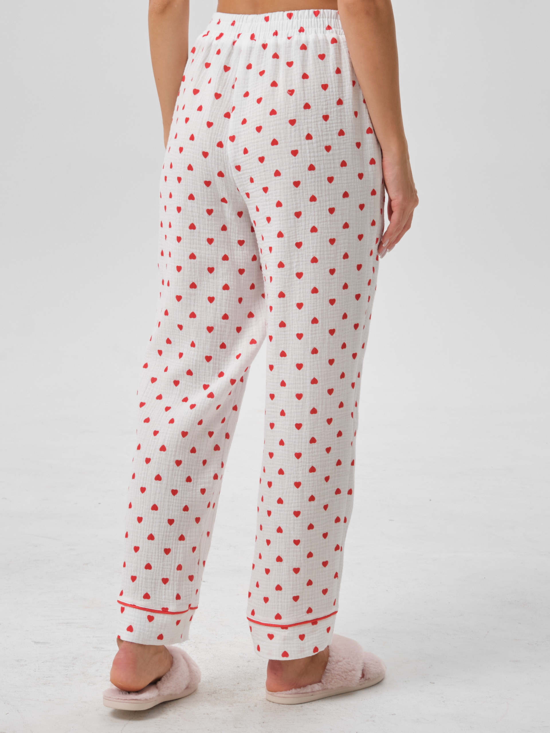 Брюки белые в сердечко с карманами Priz(фото7)