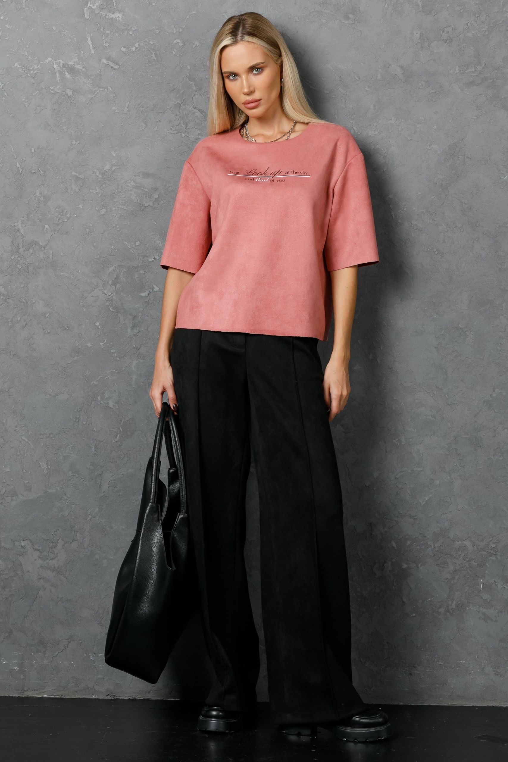 Брюки чёрные из искусственной замши Priz