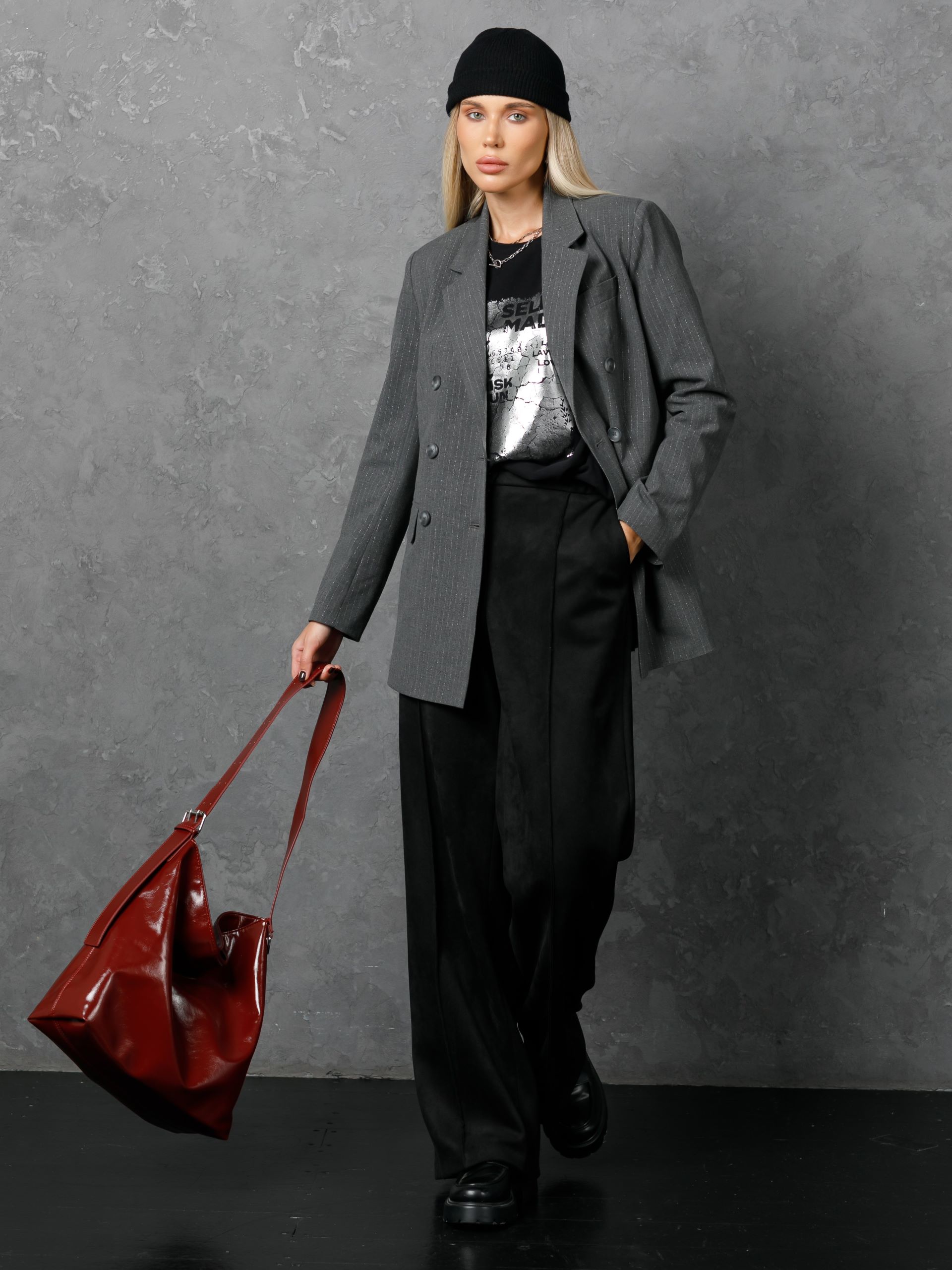 Брюки чёрные из искусственной замши Priz(фото3)