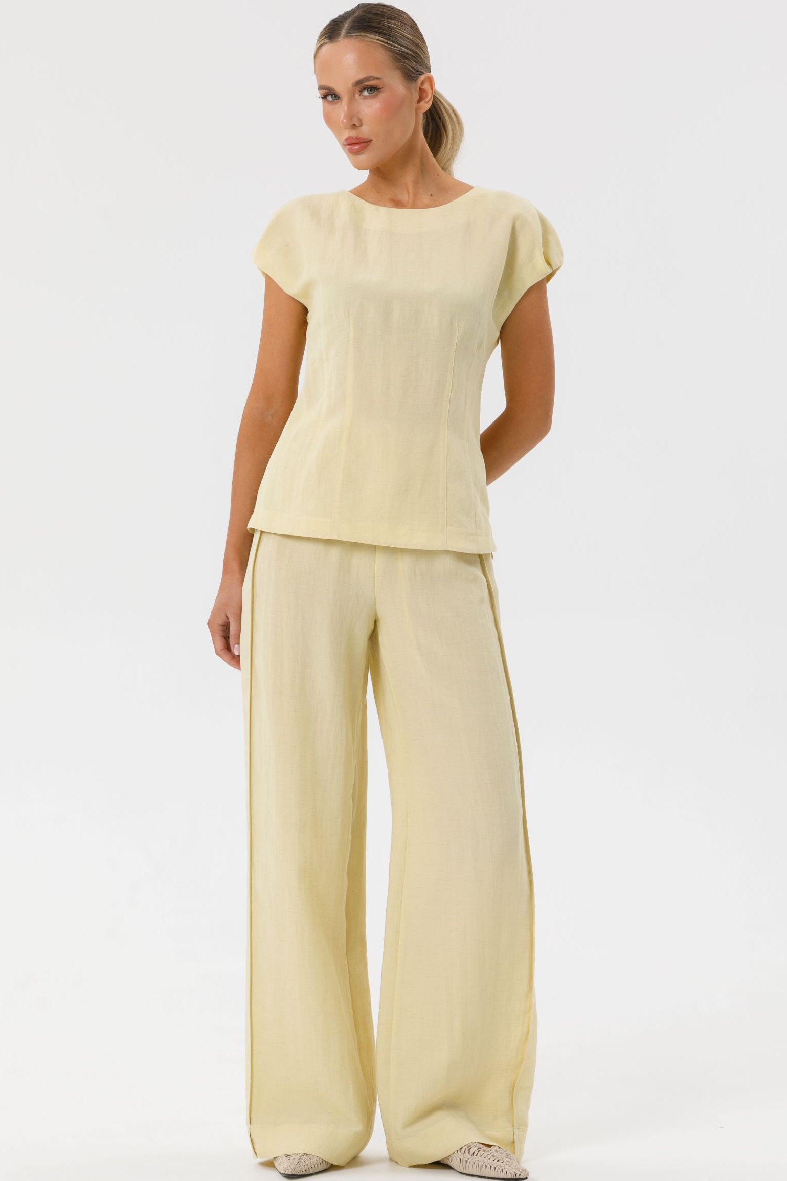 Брюки на эластичном поясе в цвете лайм Priz