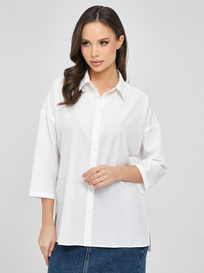 Рубашка базовая молочного цвета Priz(фото3)