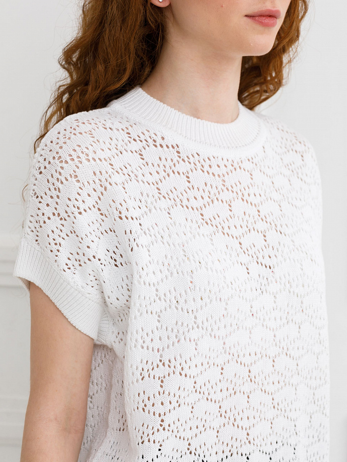 Блуза вязаная белого цвета Priz(фото4)