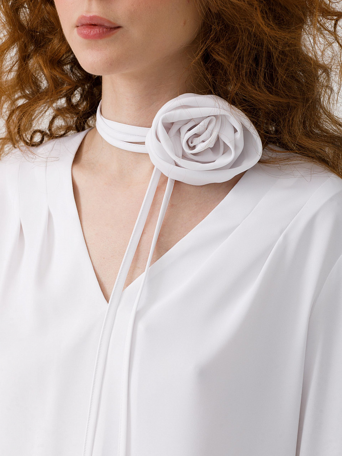 Блузка белая с чокером Priz(фото3)