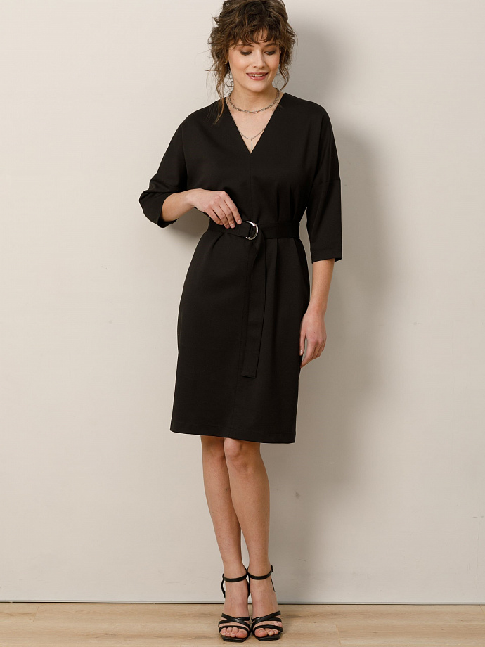 Платье чёрное с поясом Priz(фото2)