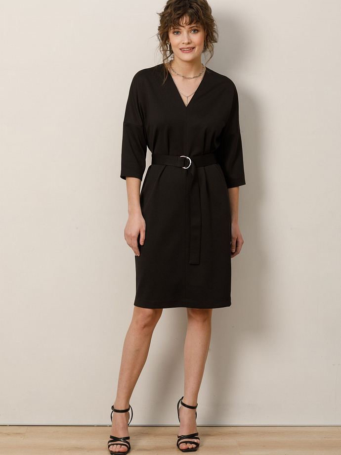 Платье чёрное с поясом Priz(фото4)