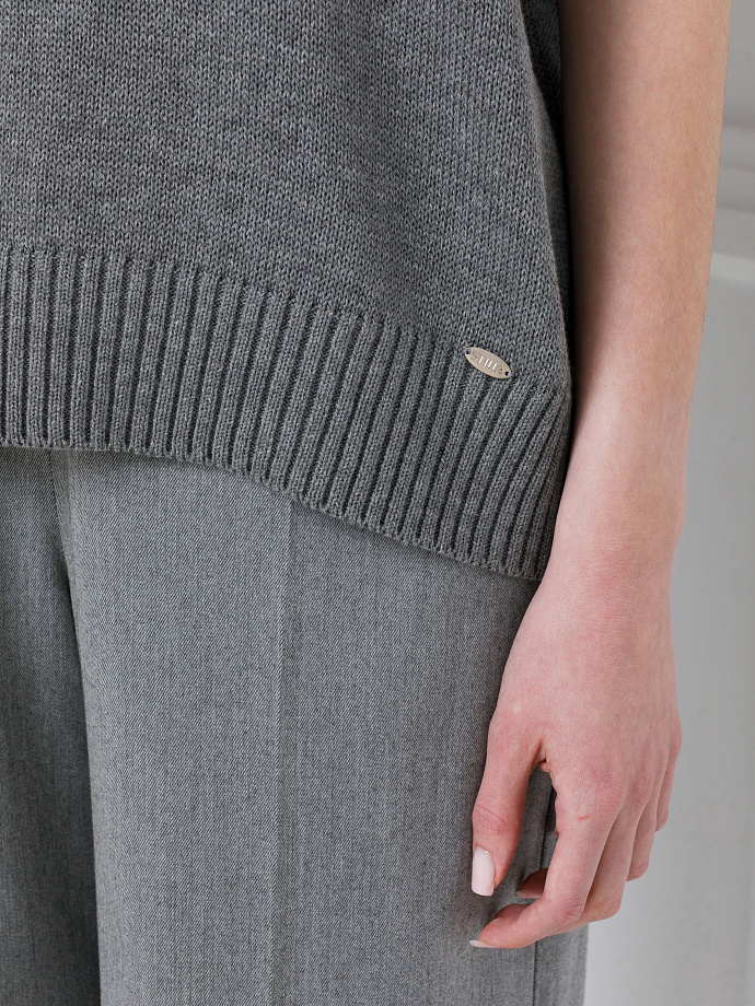 Джемпер вязаный тёмно-серого цвета с короткими рукавами Priz(фото5)