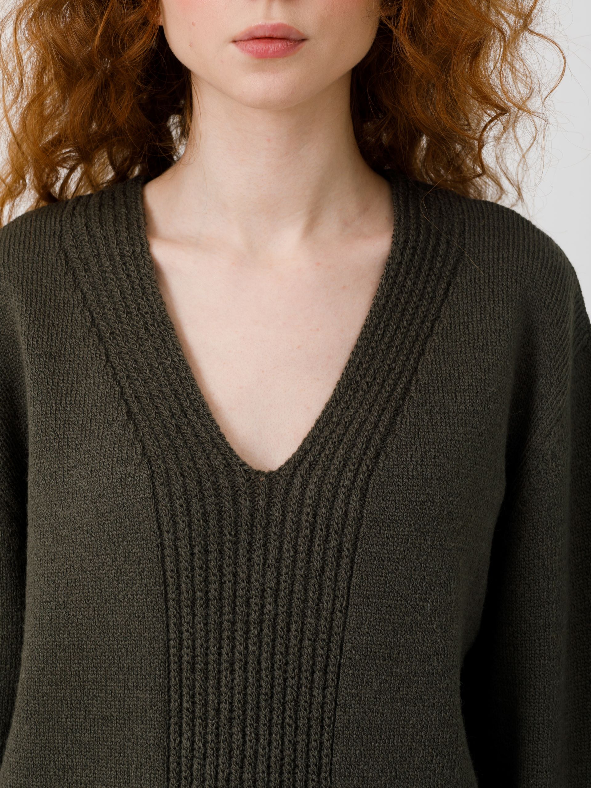 Джемпер вязаный тёмно-оливковый Priz(фото3)