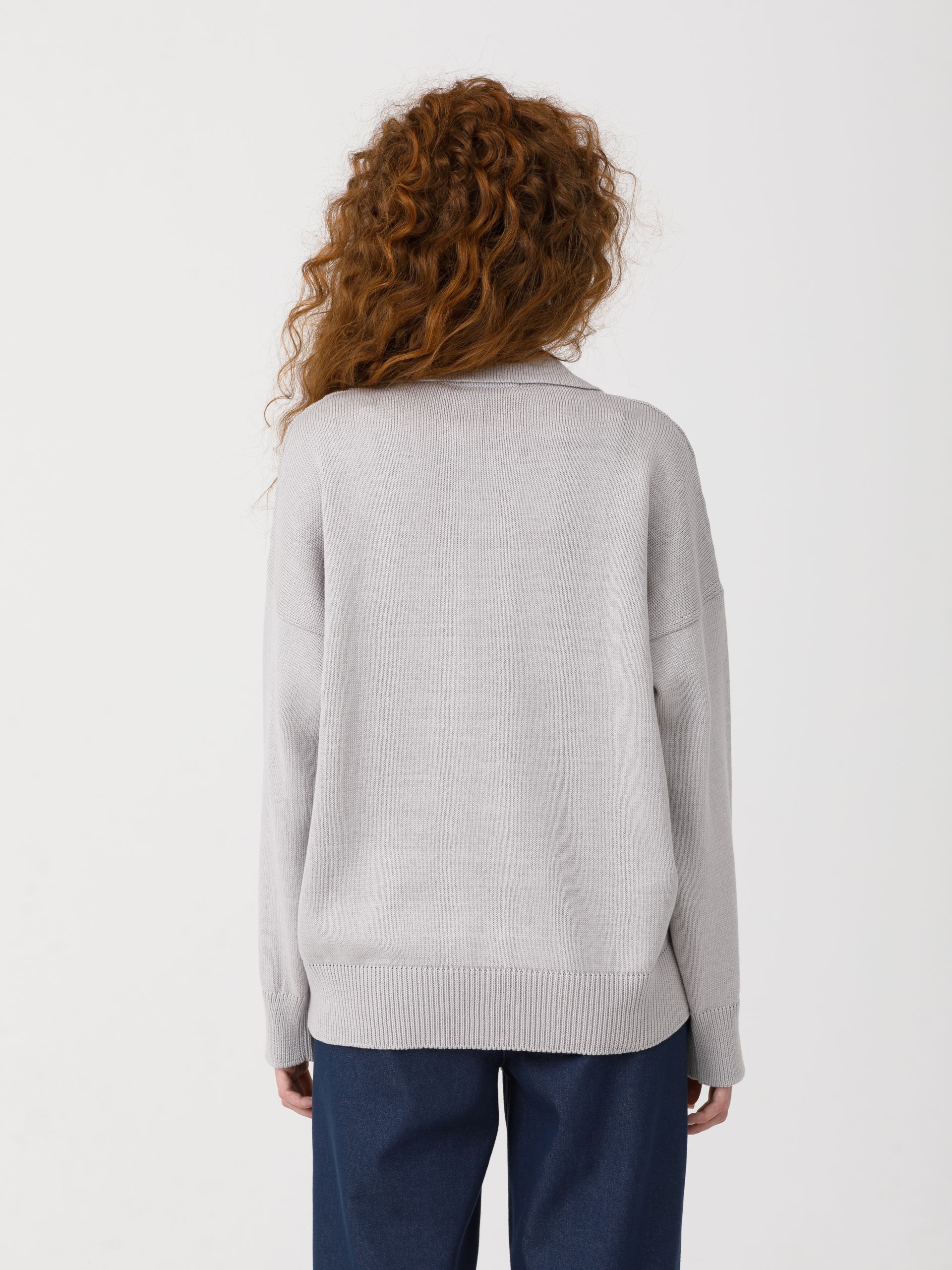 Джемпер-поло вязаный светло-серый Priz(фото5)