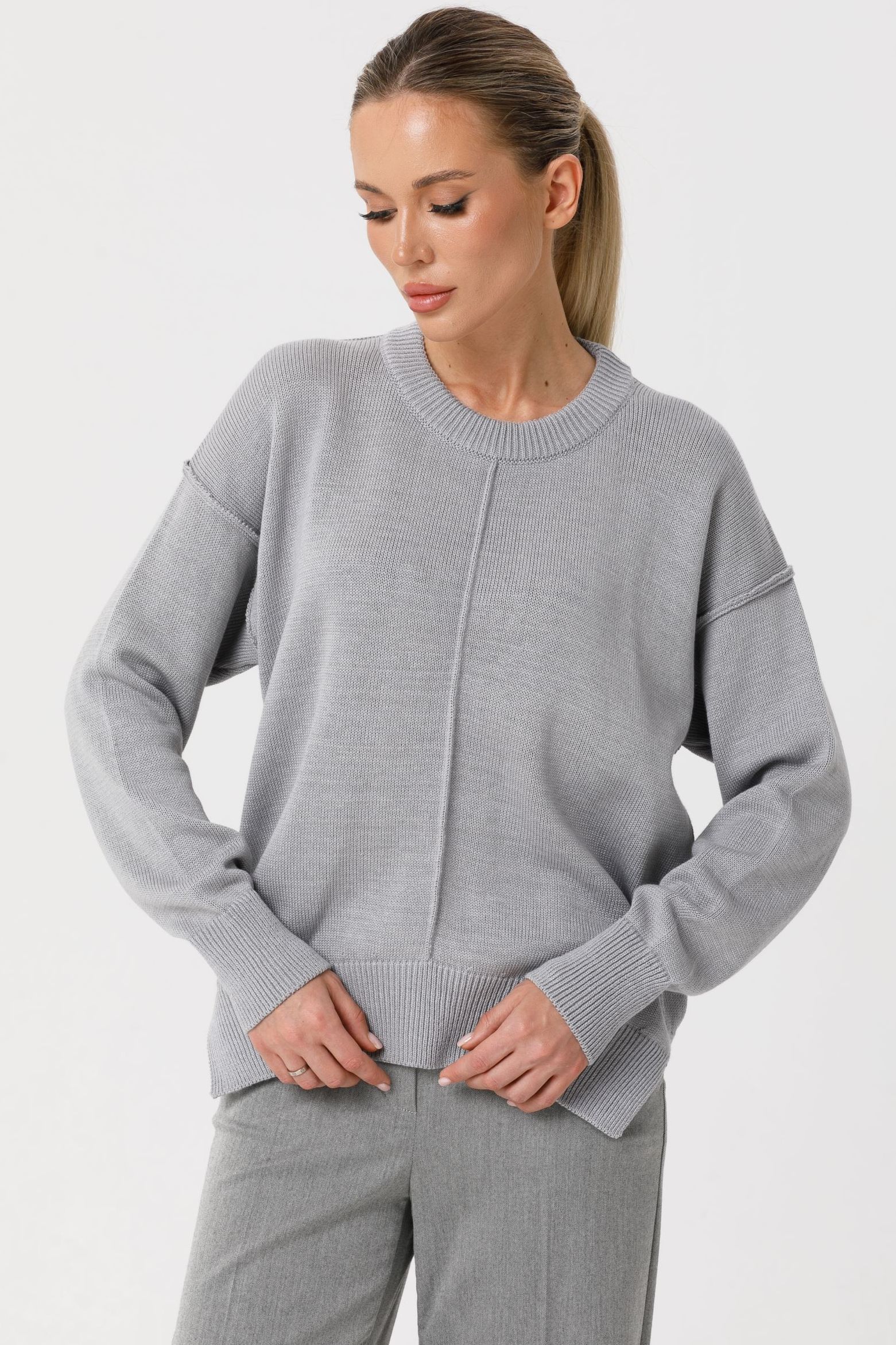 Джемпер вязаный серого цвета Priz