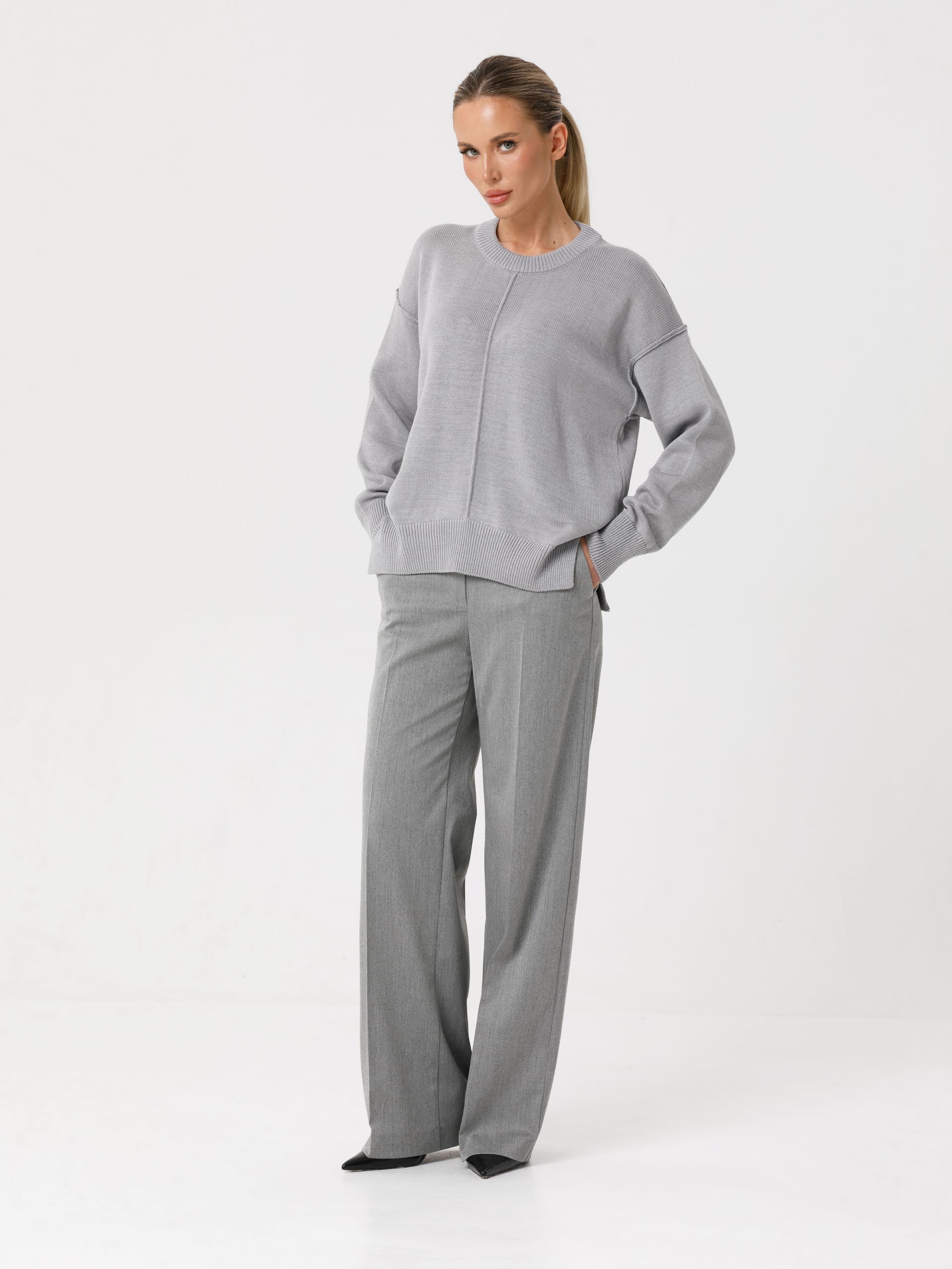 Джемпер вязаный серого цвета Priz(фото2)