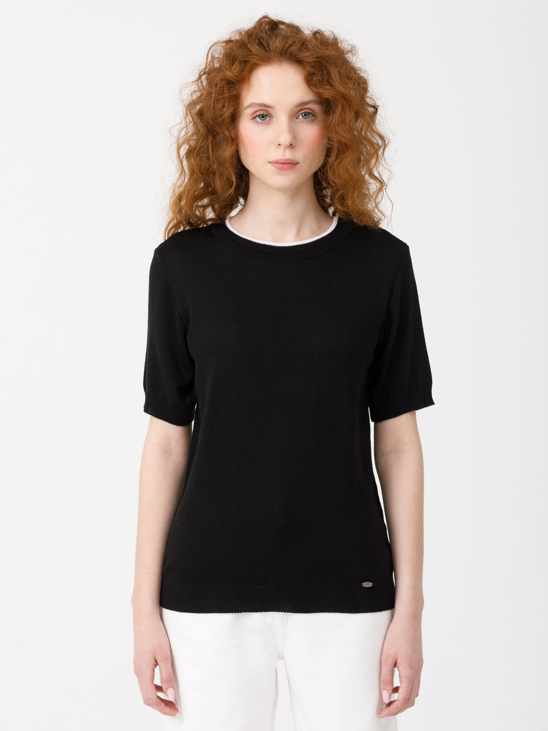 Джемпер вязаный чёрный с короткими рукавами Priz(фото3)