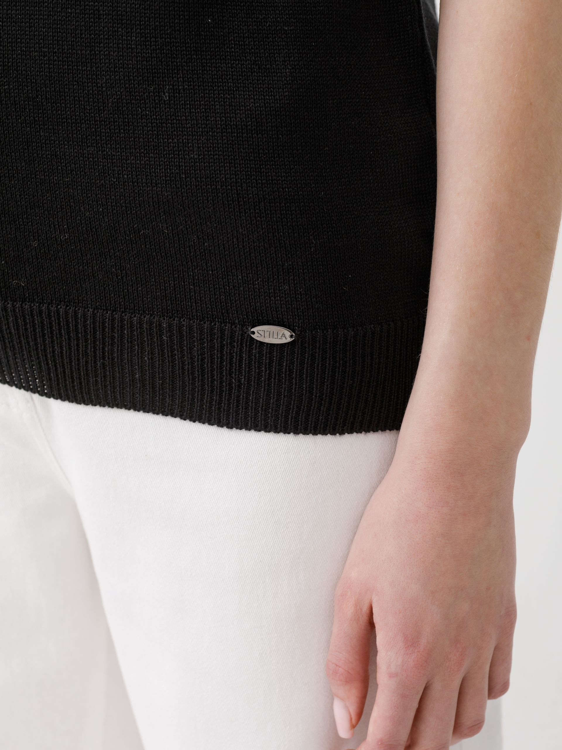 Джемпер вязаный чёрный с короткими рукавами Priz(фото6)