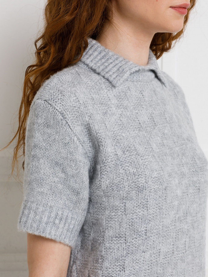 Блуза вязаная светло-серая Priz(фото3)