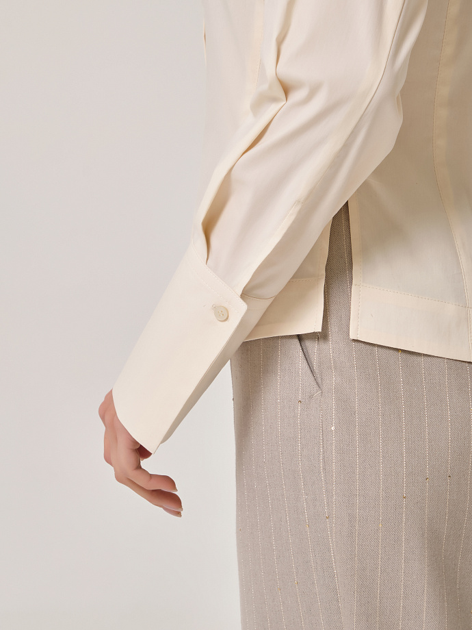 Блузка с длинными рукавами в цвете экрю Priz(фото7)