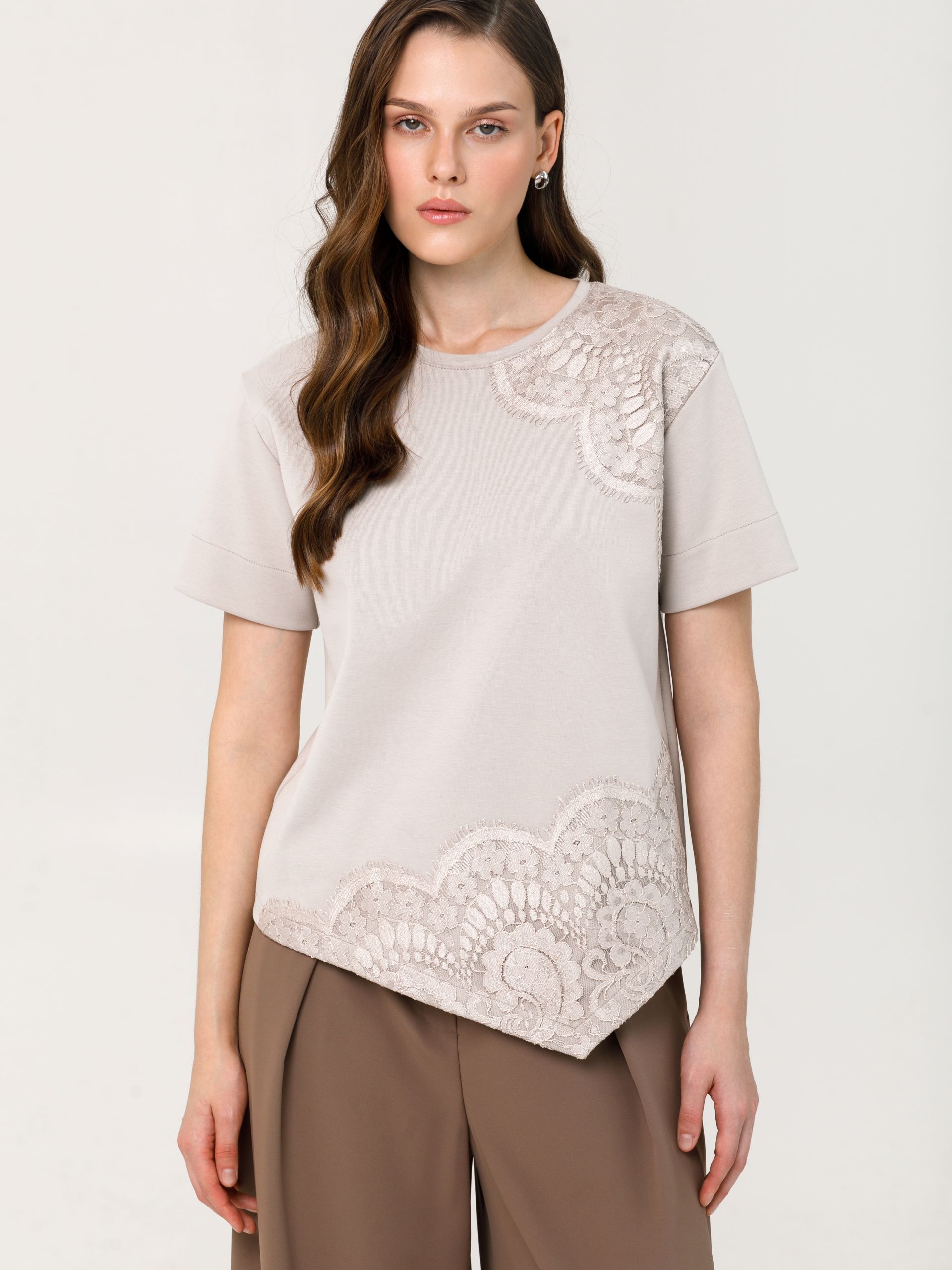 Блуза бежевая с кружевом Priz(фото3)