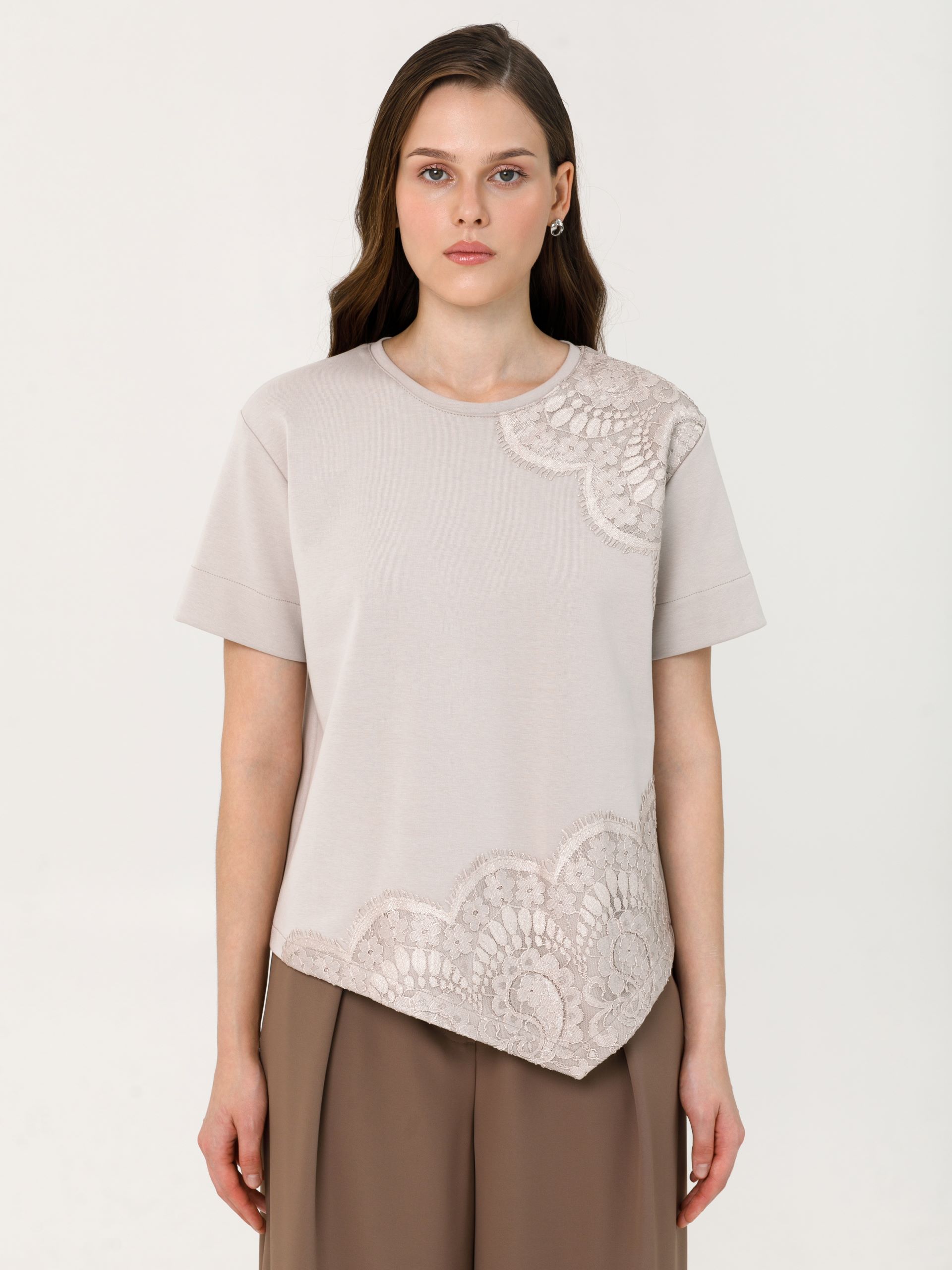 Блуза бежевая с кружевом Priz(фото6)